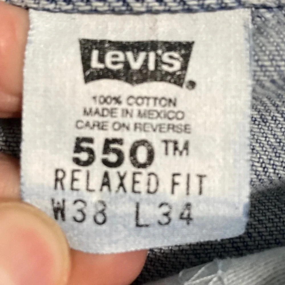 Levis 550 Relaxed Fit Jeans Mens 38x34 Light Wash Denim Blue 00550-4891 Vintage
